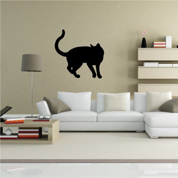 Image of Cat Looking Back Silhouette Decal