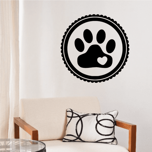 Image of Cat Paw Print With Heart Decal