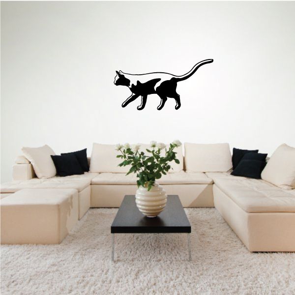 Image of Cat Prowling Behind Decal