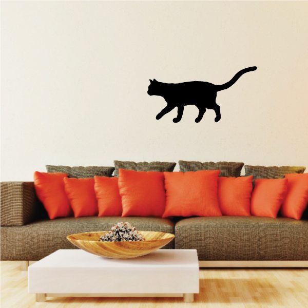 Image of Cat Prowling Behind Silhouette Decal