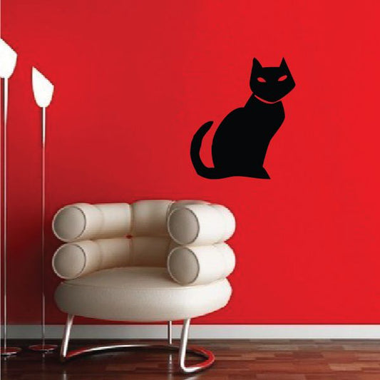 Image of Cat Sitting Staring Decal