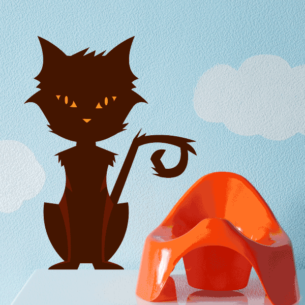 Dark cat wall decal vinyl sticker with glowing orange eyes and curved paw