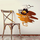 Halloween cat and bats wall sticker with jack-o-lantern pumpkin and flying bat shapes