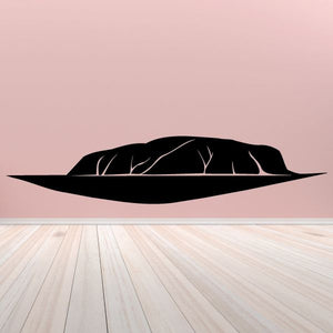 Black island silhouette decal with white line details