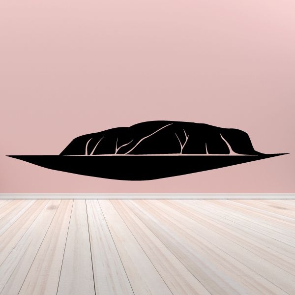 Black island silhouette decal with white line details