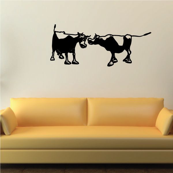 Image of Cattle Cow Couple Socializing Decal