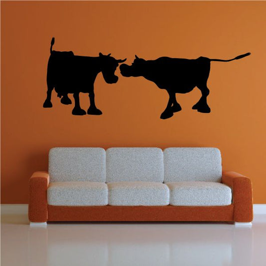 Image of Cattle Cow Couple Socializing Silhouette Decal