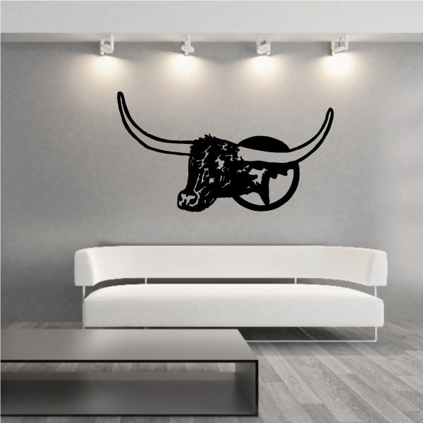 Image of Cattle Cow Mounted Texas Longhorn Decal