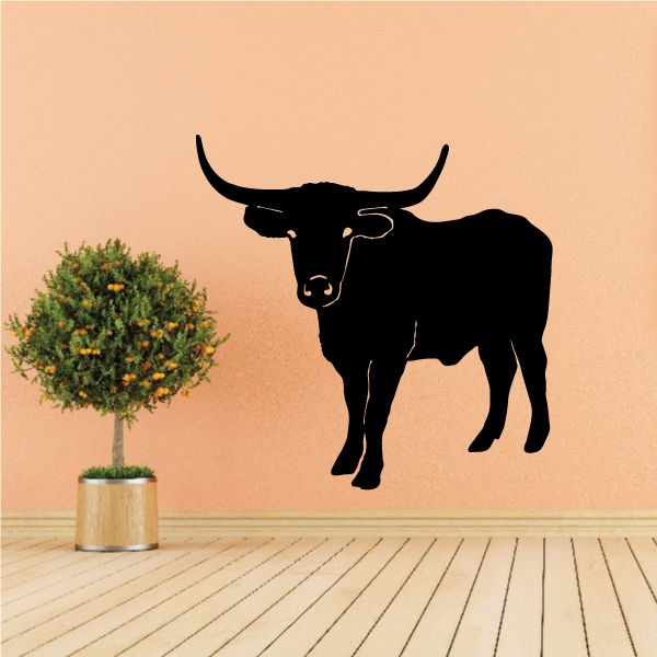 Image of Cattle Cow Standing Texas Longhorn Decal