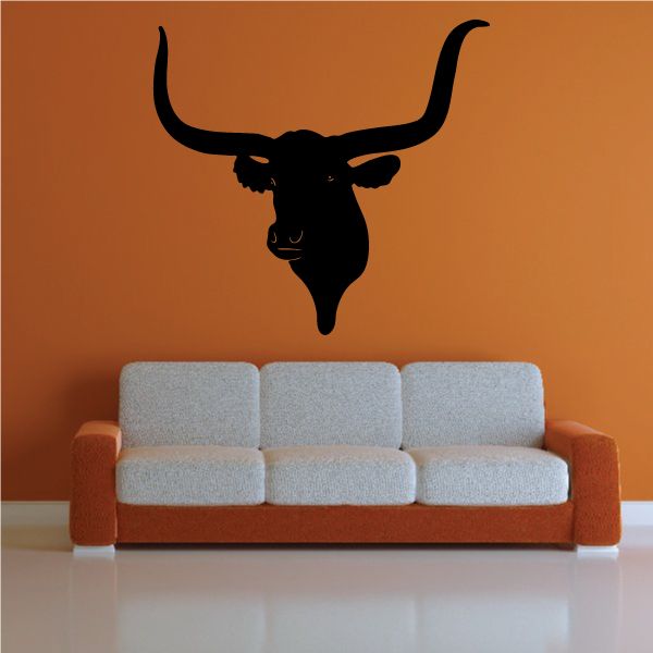 Image of Cattle Cow Texas Long Horn Mounted Head Decal