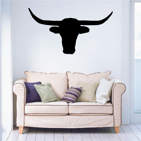 Image of Cattle Cow Texas Longhorn Head Silhouette Decal