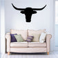 Longhorn cow head silhouette wall decal, black