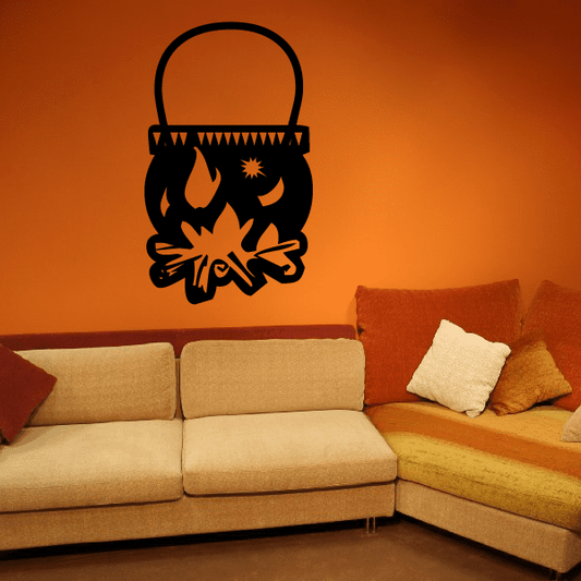 Image of Cauldron on Wood Fire Decal