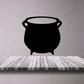 Black cauldron witches pot decal with two side handles and round open top