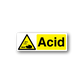 Caution acid sign sticker, yellow triangle warning and bold black “Acid” text