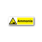Caution ammonia sticker with hazard triangle and “Ammonia” text