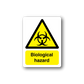 Biological hazard sticker with biohazard symbol and yellow warning triangle