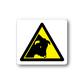 Caution bull sticker with yellow warning triangle and black bull head icon