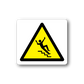 Caution do not slip on stairs sticker, yellow warning triangle with slipping figure