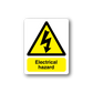 Electrical hazard rectangle sticker with yellow warning triangle and text Electrical hazard