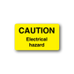 Yellow caution electrical hazard sticker with black text