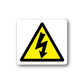 Caution electricity sticker with yellow warning triangle and black lightning bolt