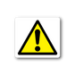 Caution exclamation sticker with yellow warning triangle and black exclamation mark