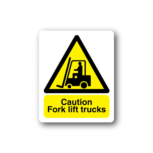 Image of Caution Fork lift Trucks Rectangle Sticker