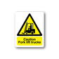 Rectangular caution forklift truck sticker with yellow warning icon and text