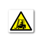 Caution forklift sticker with yellow triangular warning icon