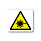 Caution lasers sticker with yellow warning triangle radiation icon