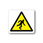 Caution floor sticker with yellow warning triangle and falling person icon