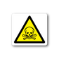 Poison warning sticker with yellow triangle, skull and crossbones icon