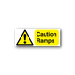 Caution ramps sticker with yellow warning triangle and black text