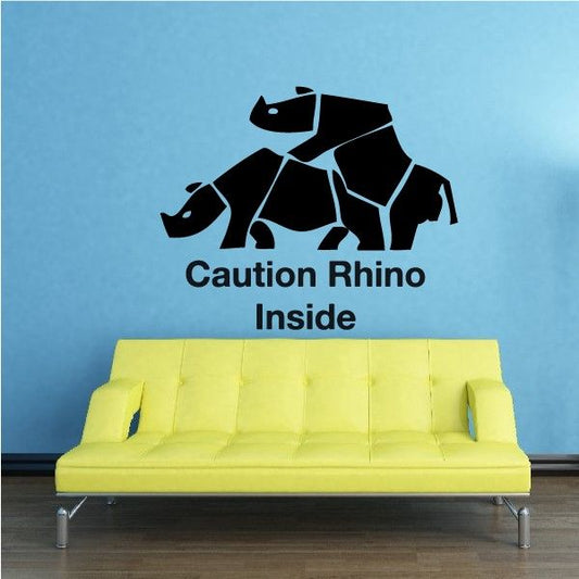 Image of Caution Rhino Inside Stacked Decal