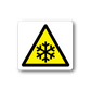 Caution snow sticker with yellow warning triangle and black snowflake symbol