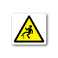 Caution step sticker, yellow warning triangle with falling person icon
