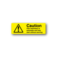 Yellow caution sticker with warning triangle and exclamation point; text reads Caution.