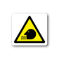 Caution vapors sticker: yellow warning triangle with barred hand and steam icon