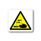 Caution wash your hands sticker with yellow warning triangle and hand icon