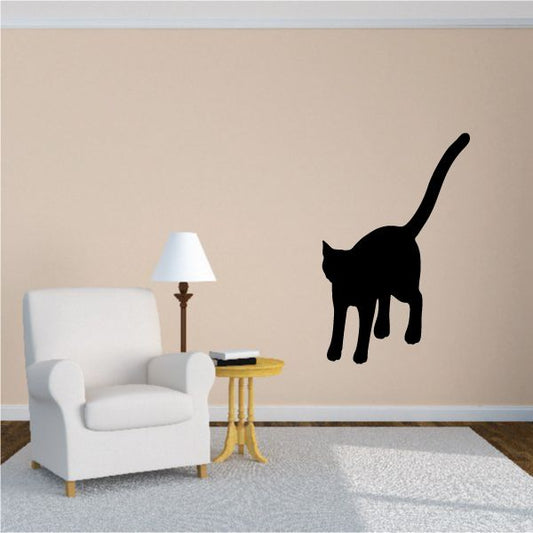 Image of Cautious Cat Silhouette Decal