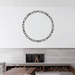 Celebrate circle wall decal with repeating black "CELEBRATE" text