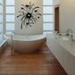 Firework celebration wall decal with black burst fireworks cluster above tub