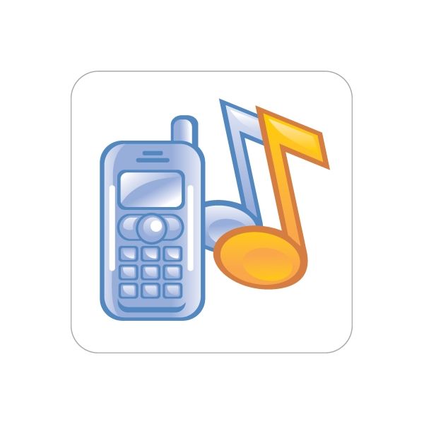 Vinyl wall decal of blue cell phone and yellow music note