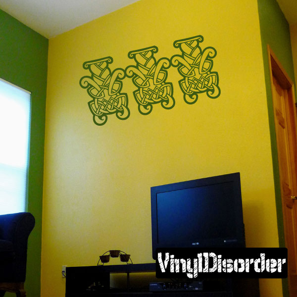 Celtic knot border decals set with three interwoven designs in green outline