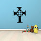 Celtic cross wall decal with flower design