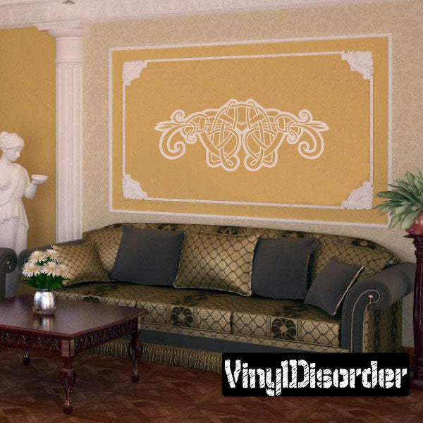 Celtic knot wall decal in white, symmetrical interlaced ribbon design