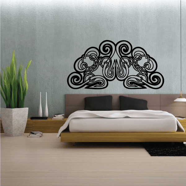 Celtic knot header wall decal with black interlaced swirl design