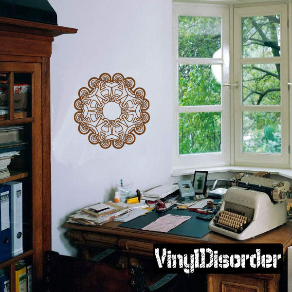 Celtic hoop wall decal in bronze with interwoven knot pattern