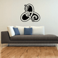 Celtic snake decal with black and white knot design, curled and intertwined.